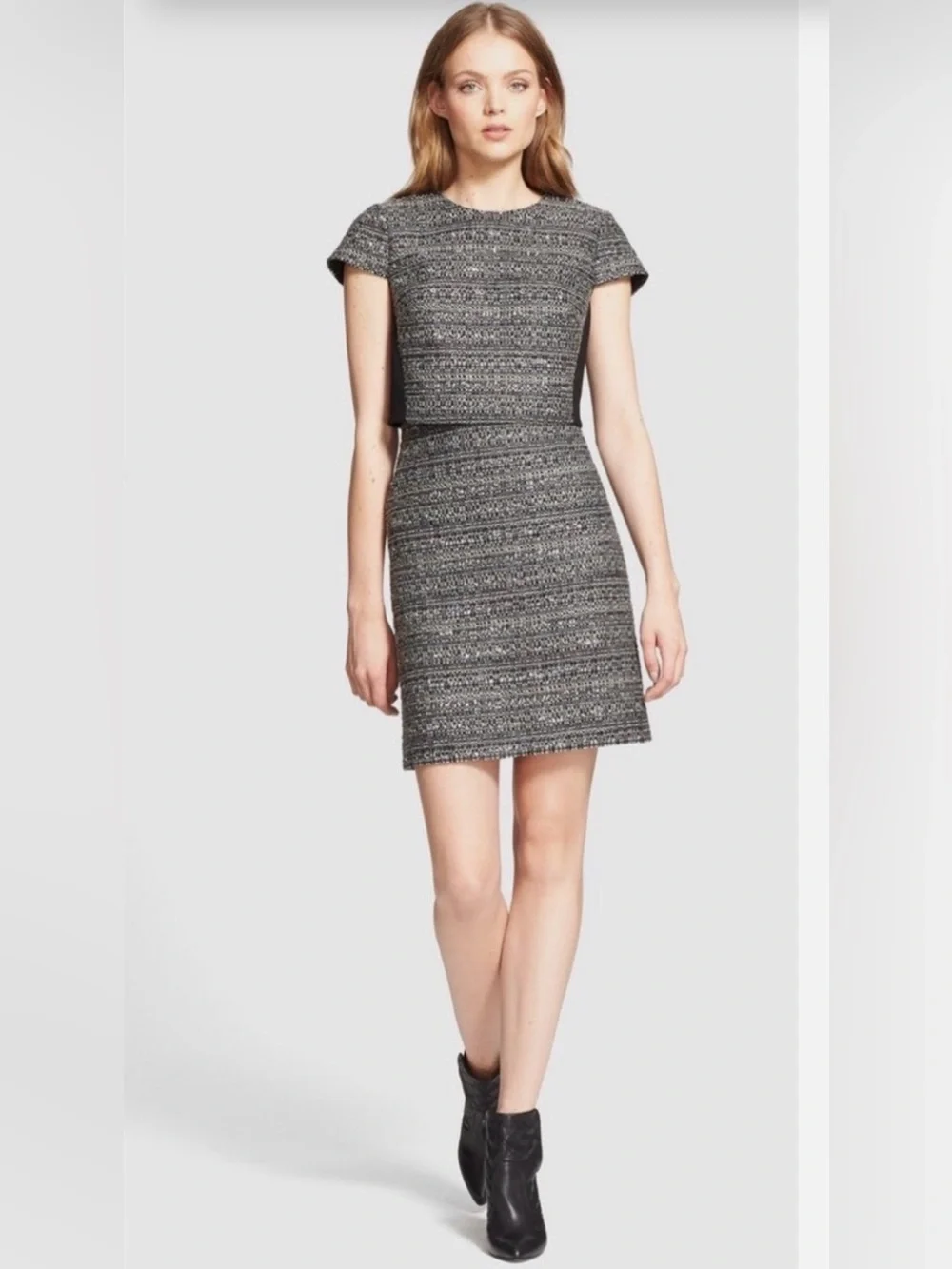Tory Burch Deandra Gray Tweed Metallic Dress Size 4